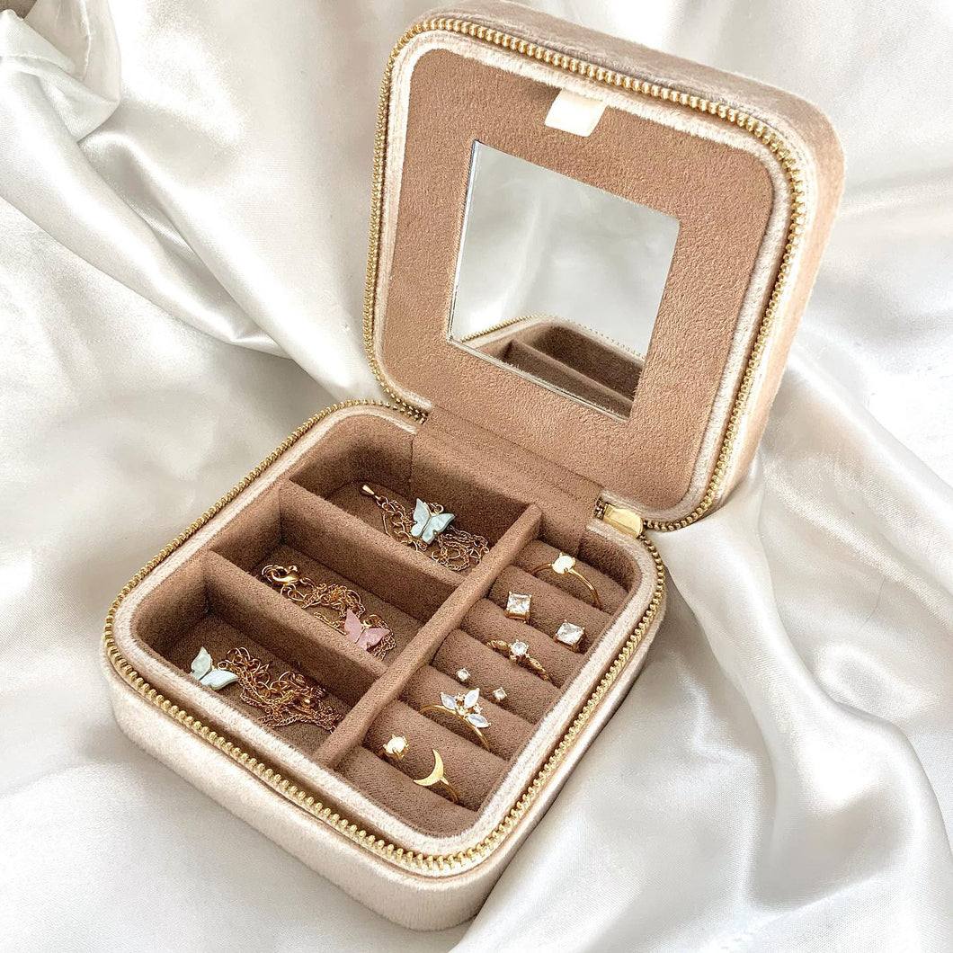 Velvet Tan Jewelry Box